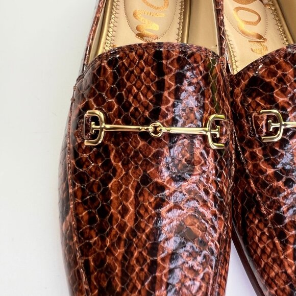 Sam Edelman Loraine Loafer Size 6 M Brown Snake Print Leather Slip-On Shoes - Picture 11 of 15
